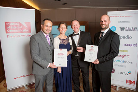 The Juice Learning Team accepting their award at the Institute of Internal Communications Awards ceremony